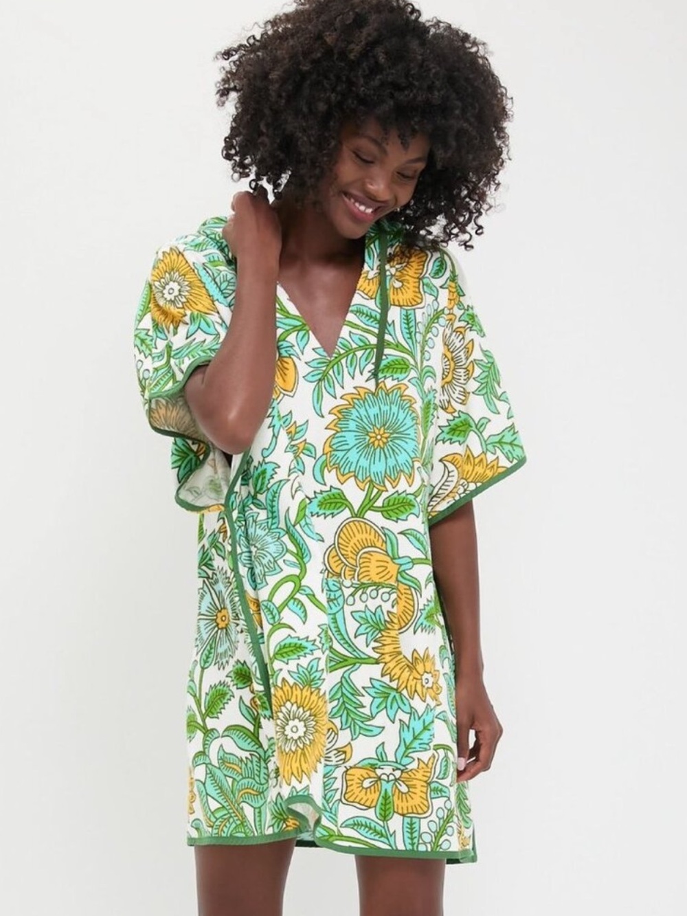Tuckernuck Beach Lagoon Wildflower Terry Cabana Swim Coverup Hoodie M/L NWT